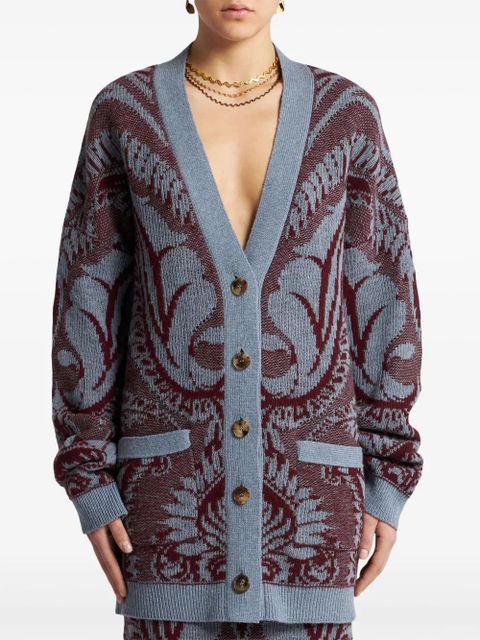 ETRO floral jacquard-knitted cardigan - Blue