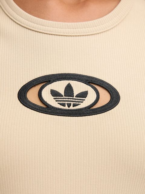adidas Originals t-shirt Cut Out Rib Tee damski kolor beżowy odkryte plecy KC8803