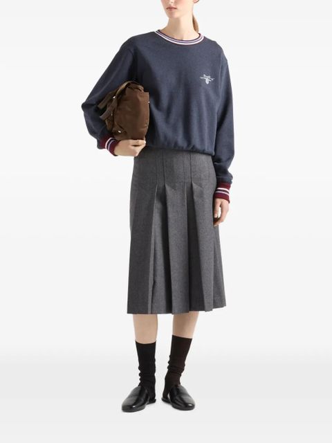 Prada logo-embroidered cotton sweatshirt - Blue