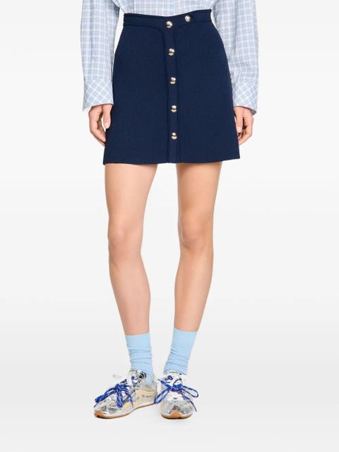 SANDRO press-stud-fastening short skirt - Blue