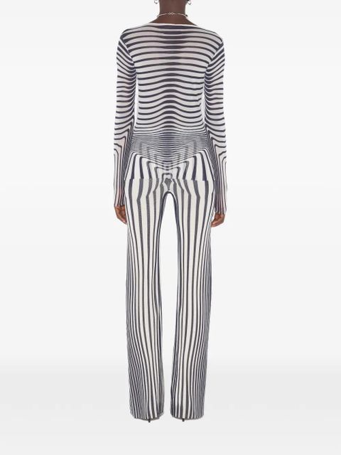 Jean Paul Gaultier long-sleeve morphing-stripes top - White