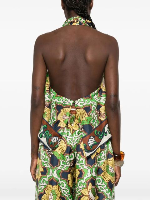 ALEMAIS Liana floral halterneck top - Green