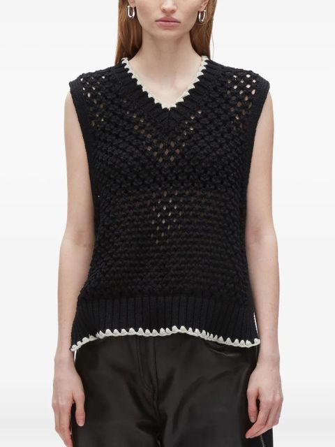3.1 Phillip Lim crochet-detail zip-side knit vest - Black