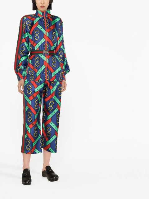 Gucci Horsebit strap-print silk jacket - Blue - zdjęcie produktu nr 2