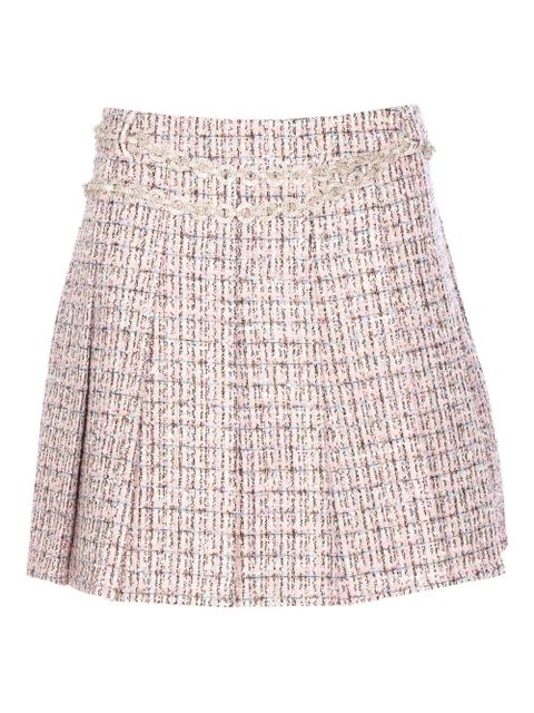 Self-Portrait crystal-embellished tweed mini skirt - Pink - zdjęcie produktu nr 2