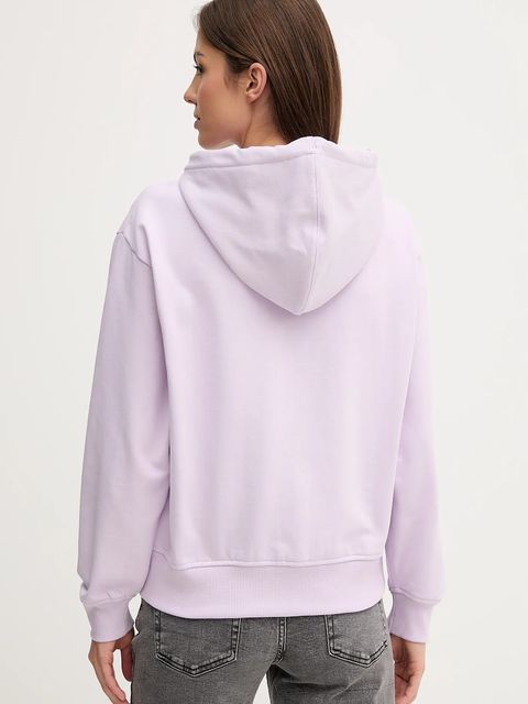 Calvin Klein Jeans bluza damska kolor fioletowy z kapturem z nadrukiem LV047B270G