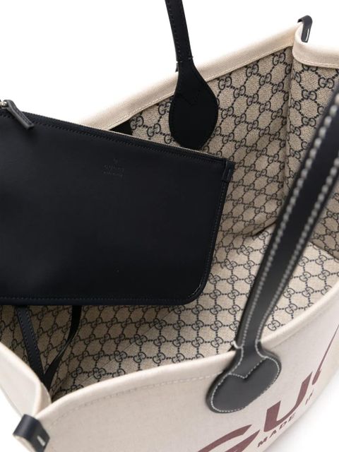 Gucci medium Gucci-print tote bag - Neutrals