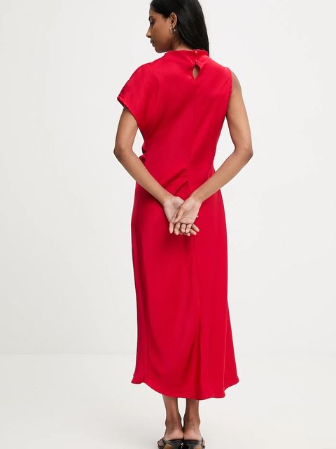 Answear.LAB sukienka kolor czerwony maxi rozkloszowana