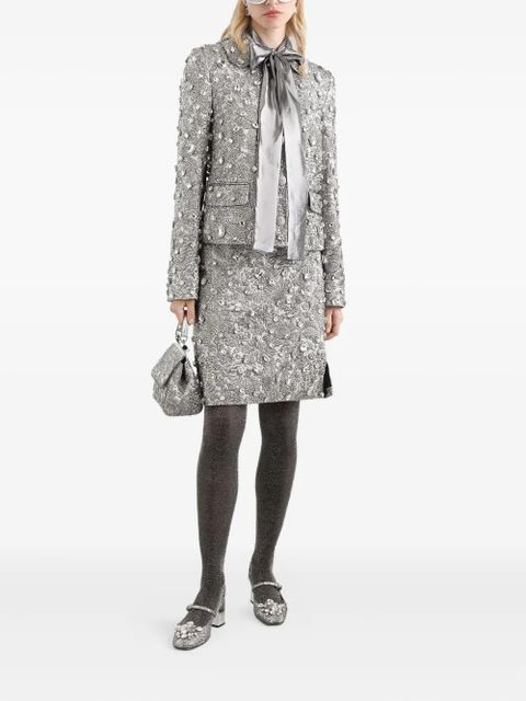 Dolce & Gabbana floral-jacquard single-breasted jacket - Silver - zdjęcie produktu nr 2