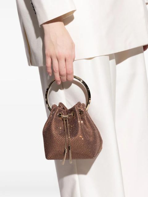 Jimmy Choo Bon Bon shimmering-mesh handbag - Brown