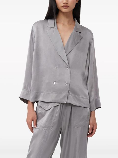 GANNI double-breasted satin blazer - Grey
