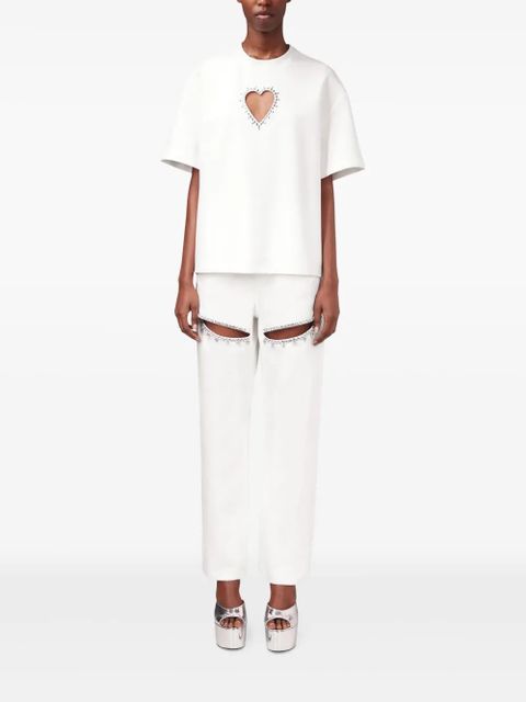 AREA crystal-embellished cut-out T-shirt - White - zdjęcie produktu nr 2