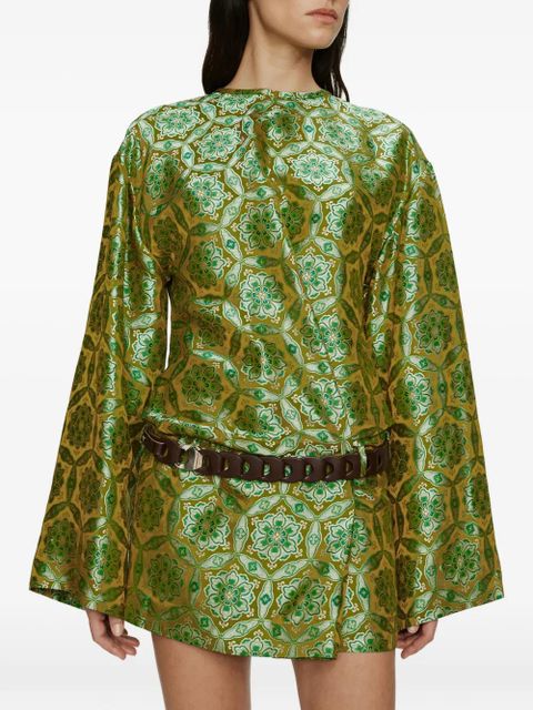 Christopher Esber Palmira printed belted mini dress - Green - zdjęcie produktu nr 1