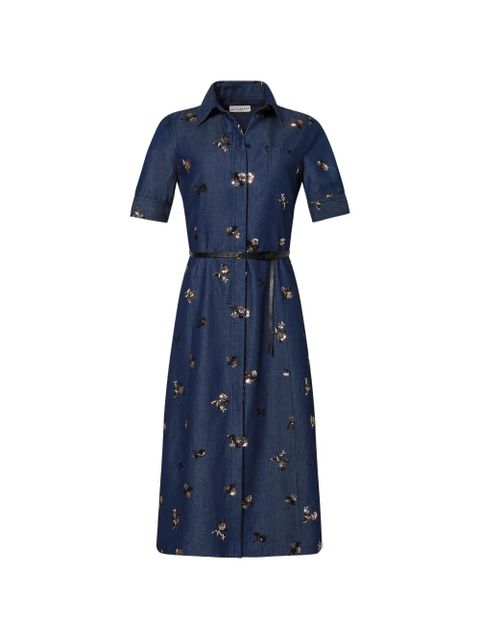 Altuzarra sequin-embellished floral-print midi shirt dress - Blue - zdjęcie produktu nr 1