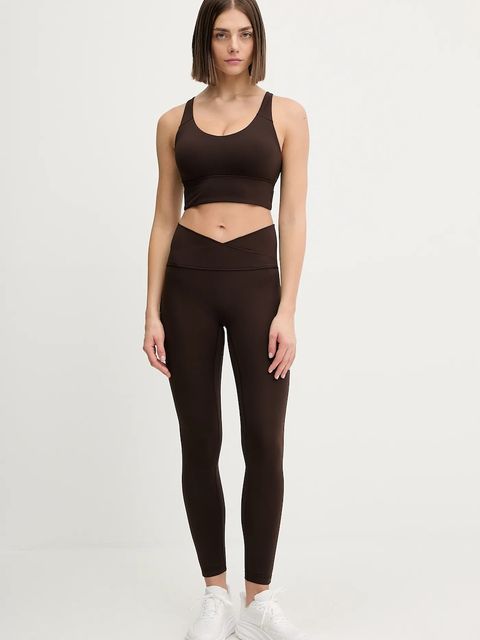 adidas Performance legginsy treningowe damskie kolor brązowy gładkie KT3284 - zdjęcie produktu nr 2