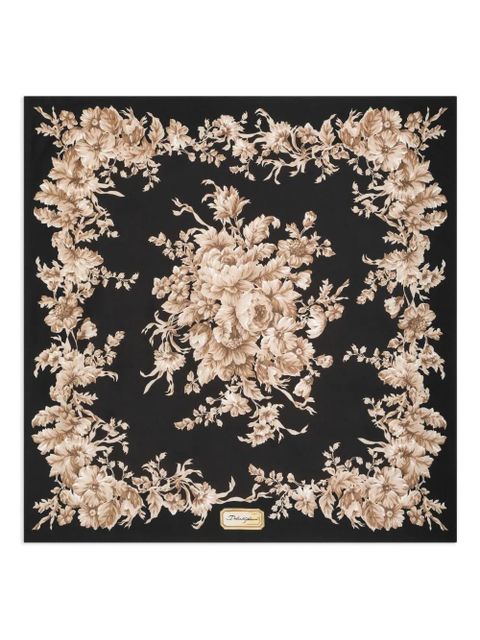 Dolce & Gabbana floral-print silk scarf - Black - zdjęcie produktu nr 1