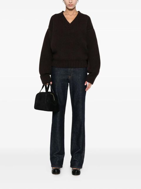 Róhe V-neck ribbed-knit jumper - Brown