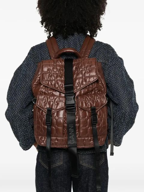 GANNI quilted-design backpack - Brown - zdjęcie produktu nr 2