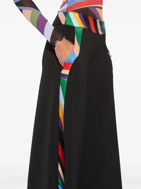 PUCCI Iride-print trim palazzo trousers - Black