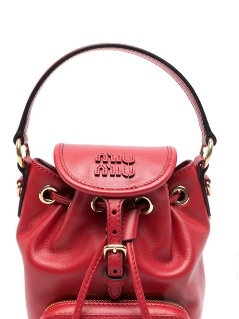 Miu Miu mini logo leather backpack - Red