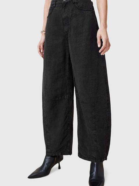 AllSaints spodnie JETT damskie kolor czarny szerokie high waist W077TC