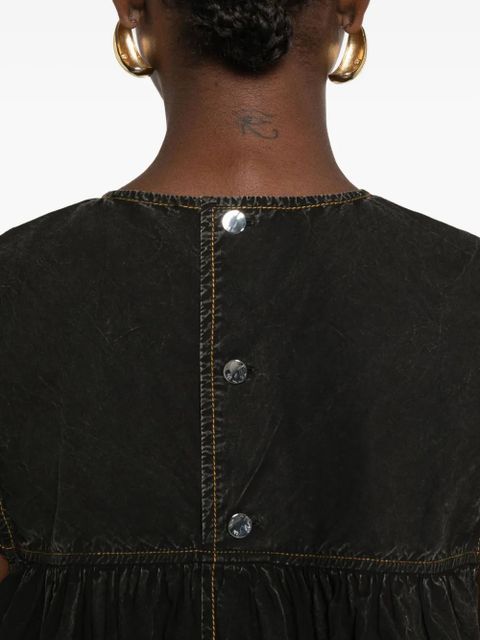 GANNI ruffled-trim smock top - Black