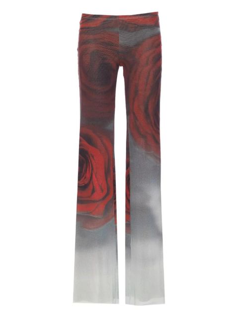 Jean Paul Gaultier rose-print mesh trousers - Grey - zdjęcie produktu nr 1