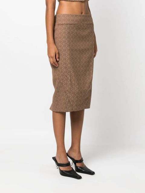 Marine Serre Regenerated Moon Diamant jacquard midi skirt - Brown