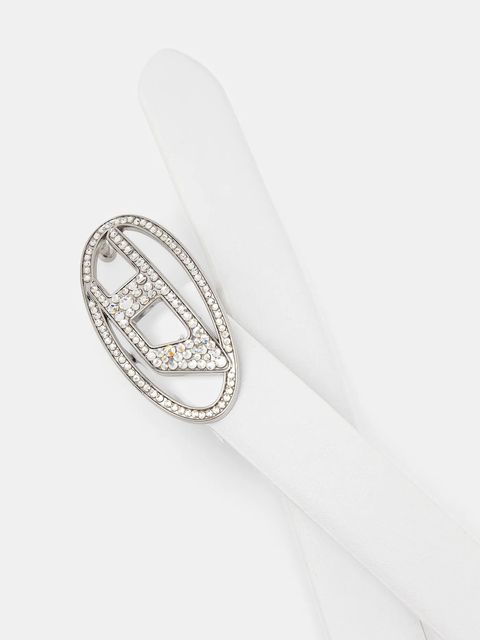 Diesel pasek skórzany OVAL D LOGO B-1DR STRASS 20 damski kolor biały X09972.P6364 - zdjęcie produktu nr 2