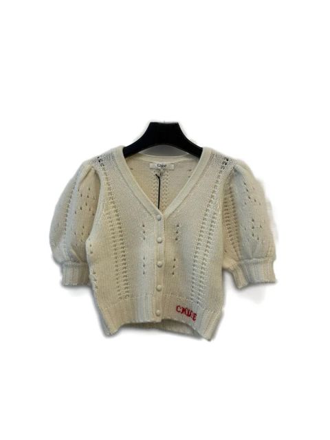 Chloé button puff-sleeve cardigan - White