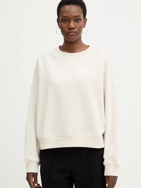 BOSS Orange bluza bawełniana C Ever damska kolor beżowy gładka 50554711 - zdjęcie produktu nr 1