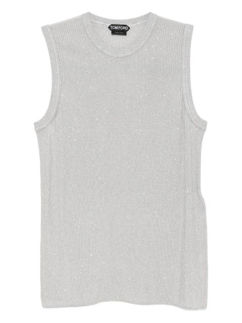 TOM FORD sequin-embellished ribbed tank top - Grey - zdjęcie produktu nr 1