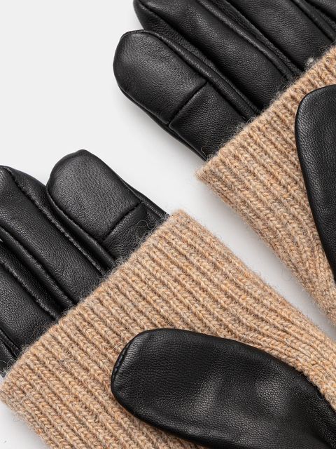 Medicine rękawiczki skórzane damskie kolor beżowy - zdjęcie produktu nr 2