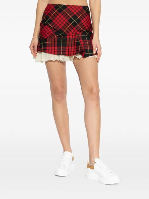 Alexander McQueen tartan ruffled mini skirt - Red