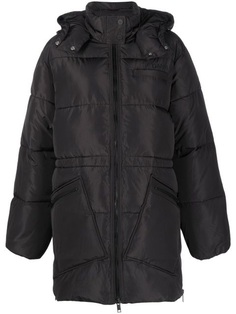 GANNI Oversized Tech puffer midi jacket - Black
