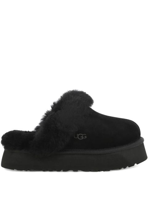 UGG Disquette faux-fur trimmed slippers - Black - zdjęcie produktu nr 1