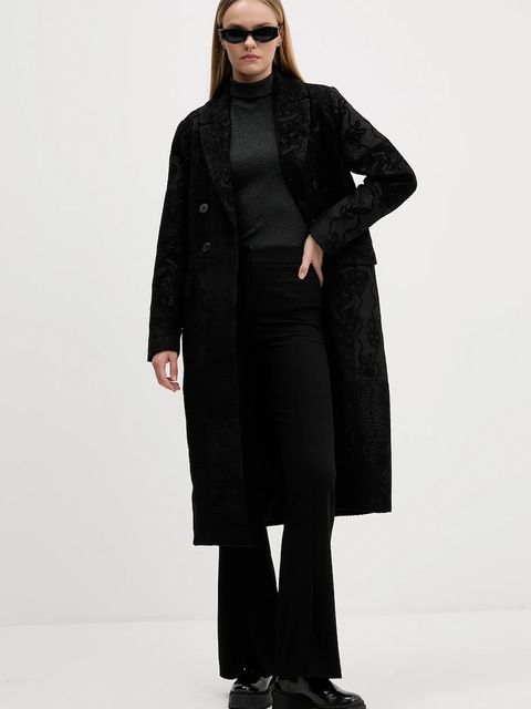 Desigual płaszcz PATCH BLACK kolor czarny 25WWEW16 - zdjęcie produktu nr 2