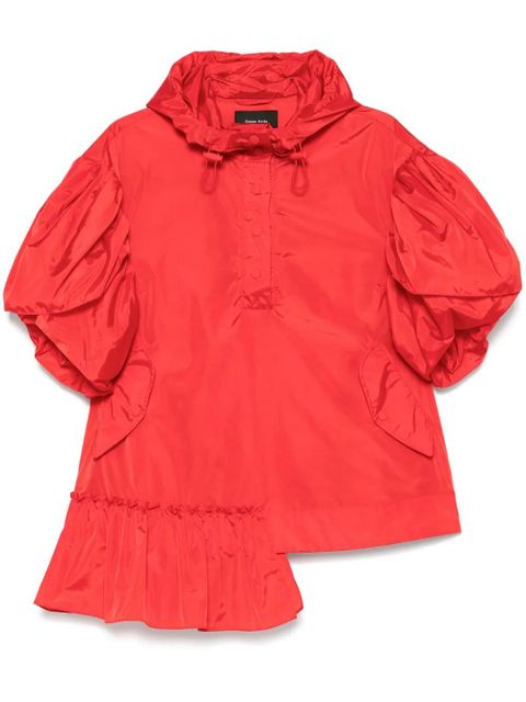 Simone Rocha ruffle-detail petal-sleeve hoodie - Red - zdjęcie produktu nr 1