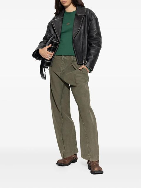 JW Anderson logo-embroidered ribbed top - Green