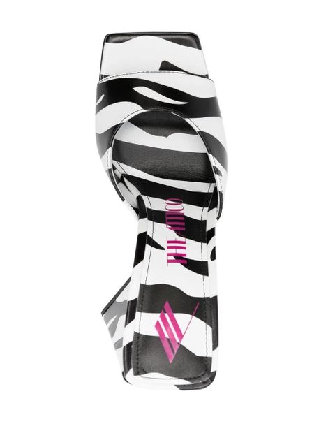 The Attico 115mm Devon zebra-print sandals - White