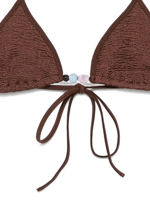 Hunza G bead-embellished crinkled bikini - Brown