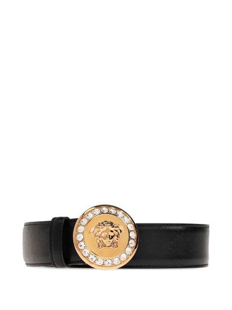Versace crystal-embellished Medusa-buckle belt - Black - zdjęcie produktu nr 1