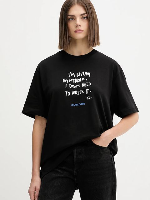 Karl Lagerfeld Jeans t-shirt bawełniany damski kolor czarny A4W17009 - zdjęcie produktu nr 1