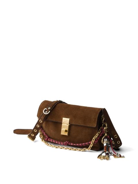 Prada Soft Sound small suede shoulder bag - Brown
