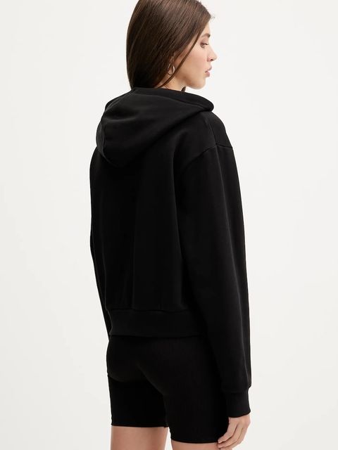 Vans bluza bawełniana damska kolor czarny z kapturem z aplikacją VN000P5PBLK1