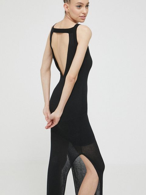 HUGO sukienka kolor czarny maxi dopasowana - zdjęcie produktu nr 1