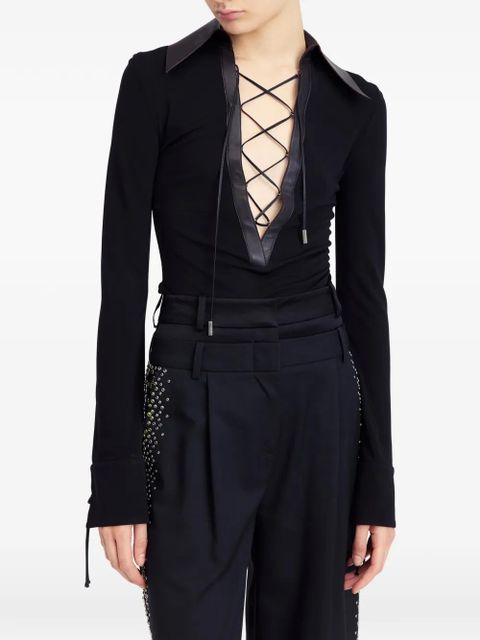 16Arlington Pia lace-up collar top - Black