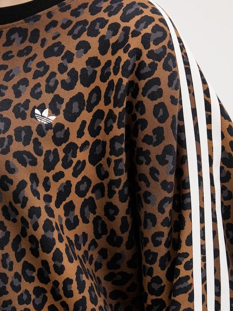 adidas Originals bluza bawełniana Leopard damska kolor brązowy wzorzysta JW7303