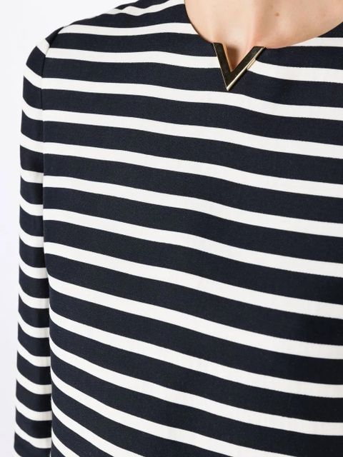 Valentino Garavani logo-plaque stripe-print playsuit - Black