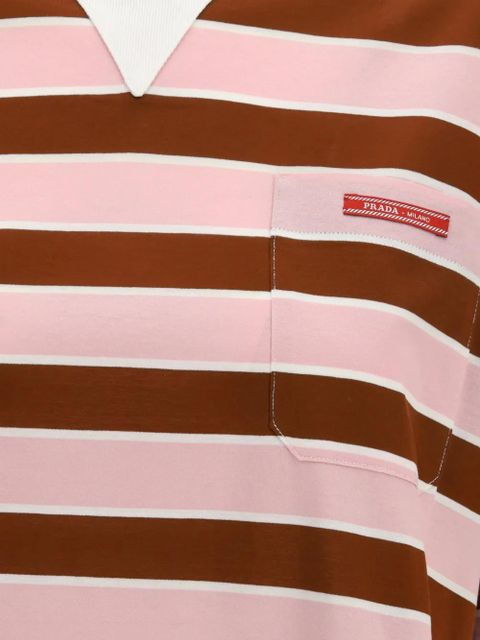 Prada Striped filo di scozia t-shirt - Pink